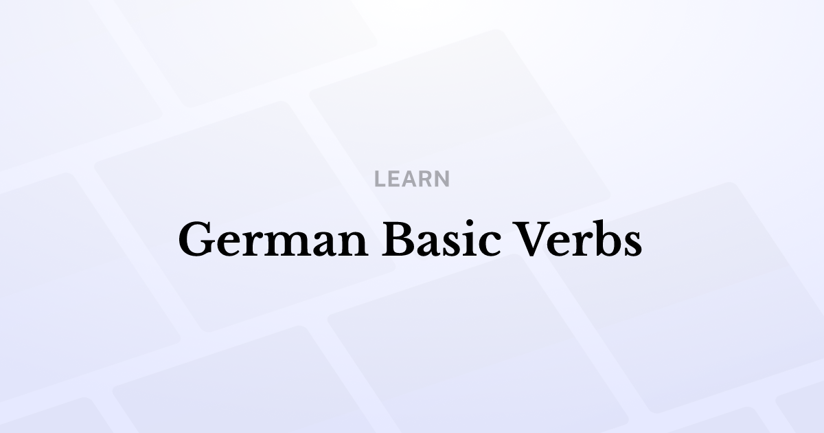 German Basic Verbs