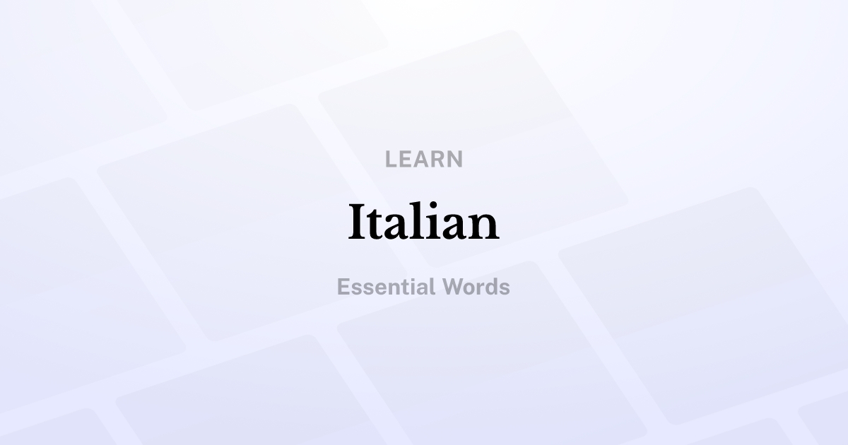 Italian: Essential words