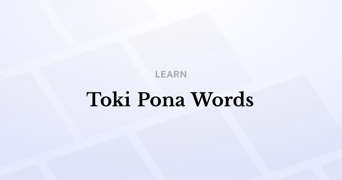 Toki Pona Words