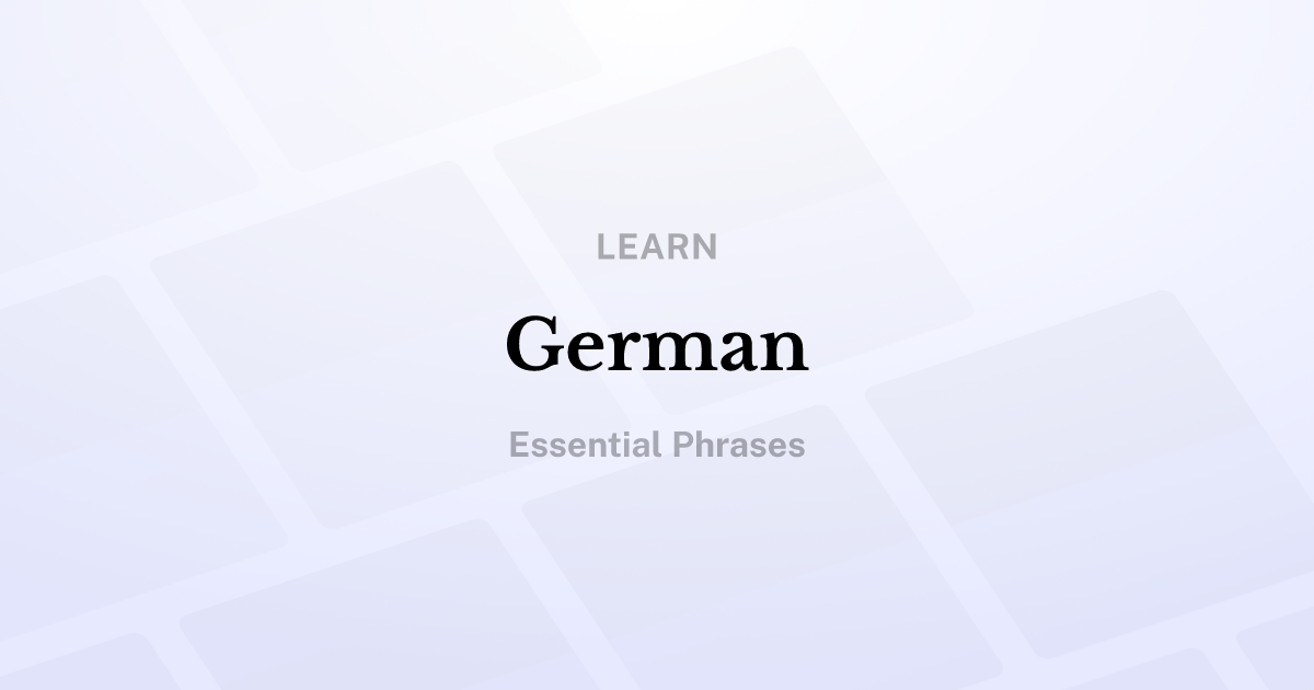 German: Essential Phrases
