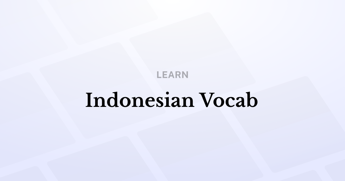Indonesian Vocab