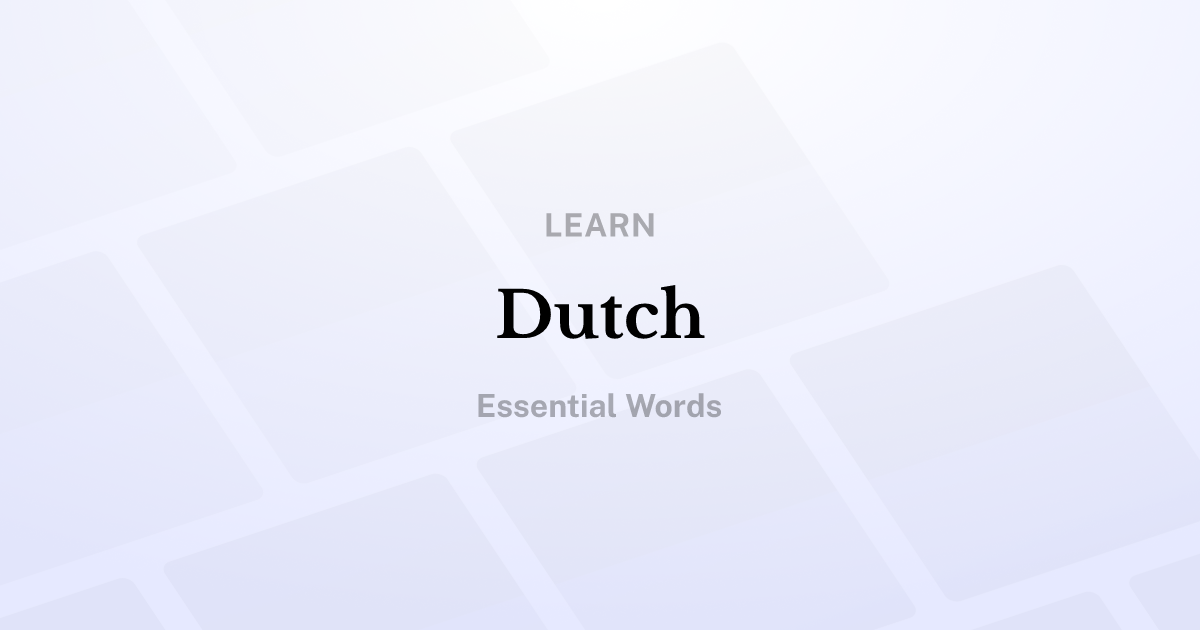 Dutch Essential Words