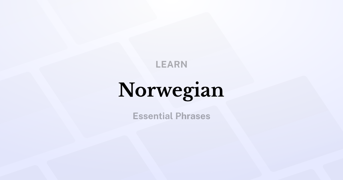 Norwegian: Essential phrases